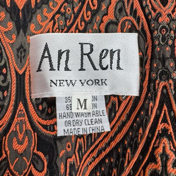 An Ren NY Womens Jacket M Paisley Jacquard Flower Artsy Old Money Uptown Chic - Picture 11 of 16